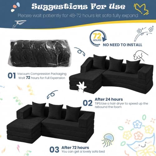 Modular Kids Play Couch, Convertible Toddler Sectional Sofa, Soft Cloud - Image 7