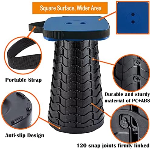 Collapsible Camping Stool with Seat Cushion & Nylon Bag, Square Portable - Image 3