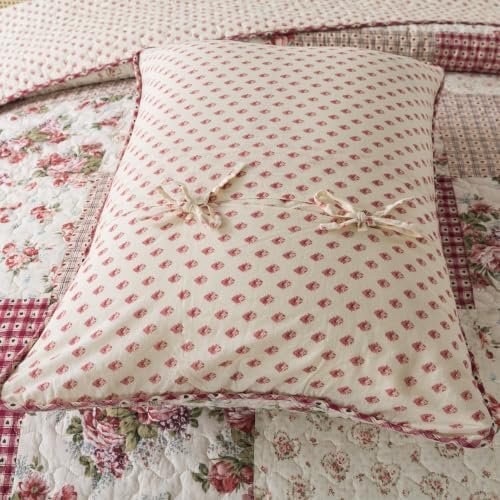 SLPR - Country Roses Red Floral Patchwork Quilt Set, Queen - Image 4
