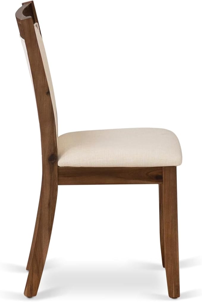 East West Furniture V777MZN32-6 6 Piece Dining Set Contains a Rectangle Dining Room Table with V-Legs and 4 Light Beige Linen Fabric Parson Chairs with a Bench, 40x72 Inch, Multi-Color