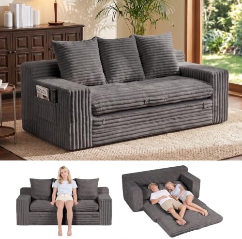 70" Boneless Couch, 4-in-1 Convertible Sofa Bed, 3 Seater Couch, Pull Out Sofa by ZIYDILY