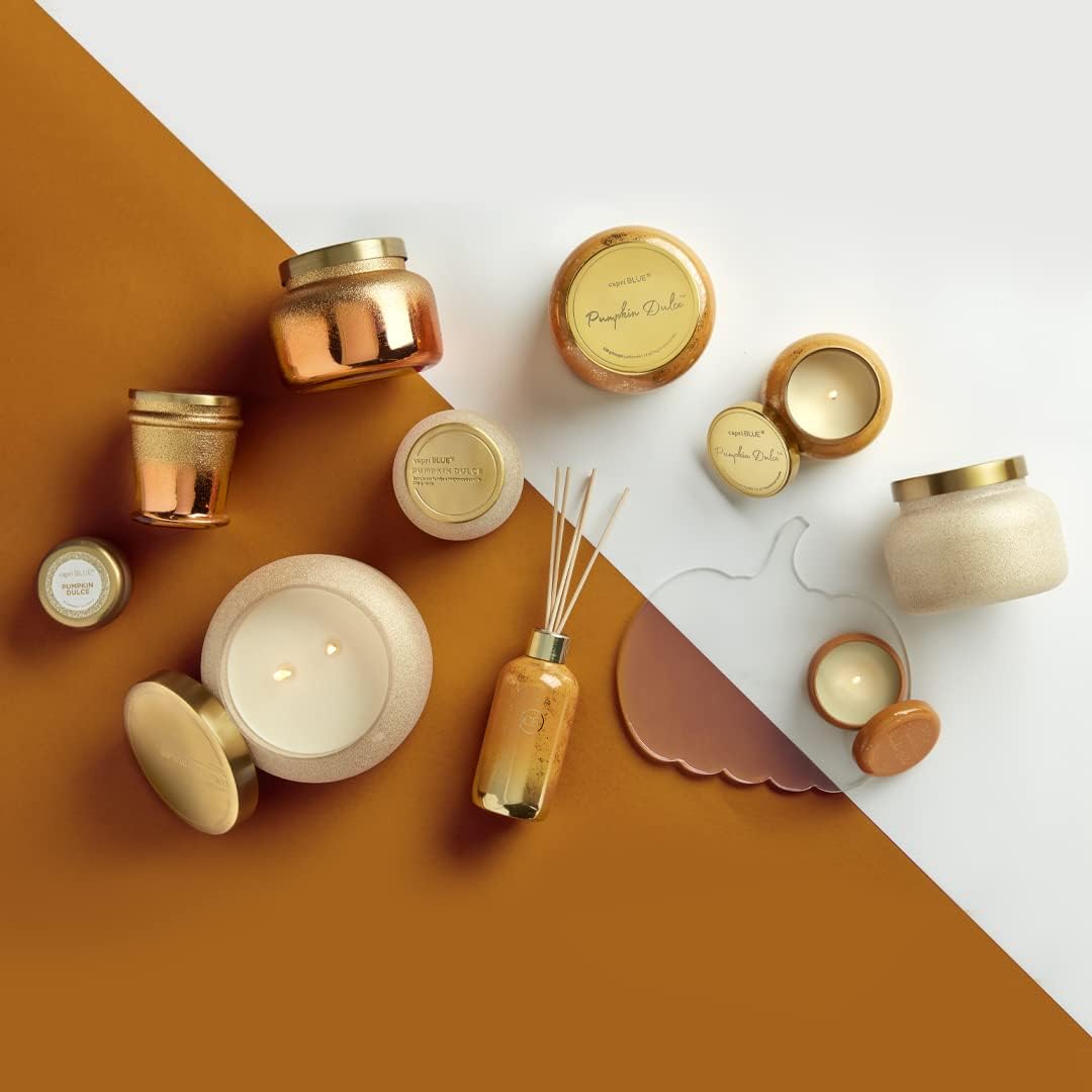 Capri Blue Glimmer Jar Candles - Luxury Holiday Scented Candles for Home - Long Lasting Soy Wax Blend - Scented Holiday & Home Decor - Pumpkin Dulce Signature Jar (19 oz)