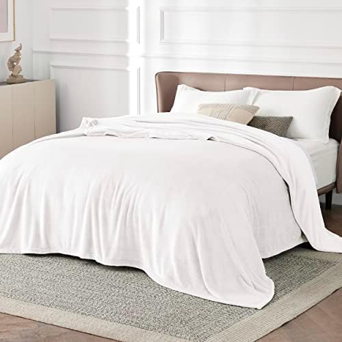 Bedsure GentleSoft Fleece Blanket California King White - Image 2