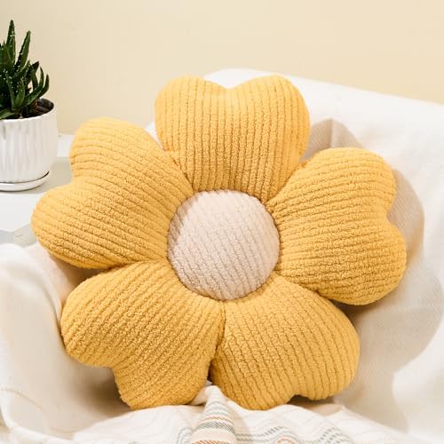 Sioloc Flower Throw Pillow, Fun Daisy Pillow, 25.6" Large Yellow Cute by HEALTHYCOMFORTLIFE