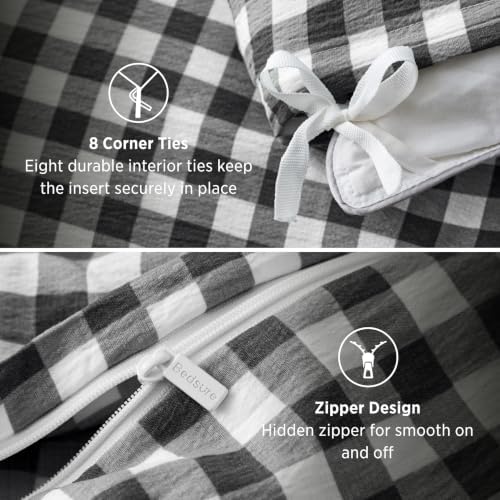 Bedsure Gingham Ruffle Duvet Cover Set, King Cotton-Like Quilt Cover - Image 5
