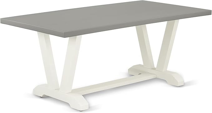 East West Furniture V097EN206-6 6 Piece Kitchen Table Set Contains a Rectangle Dining Table and 4 Dark Shitake Linen Fabric Upholstered Chairs with a Bench, 40x72 Inch, Multi-Color
