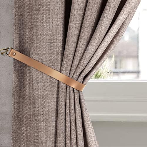 HOME QUEEN Faux Leather Curtain Tiebacks - Image 2