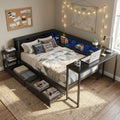 Twin Corner Bed Frame with Desk, Bookcase and 2 Storage Drawers by MoproBeti