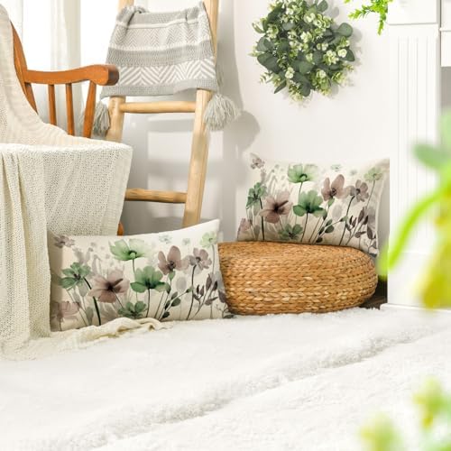 AVOIN colorlife Poppy Flowers Pillow Covers 12x20 Inch Set of 2 - Image 4