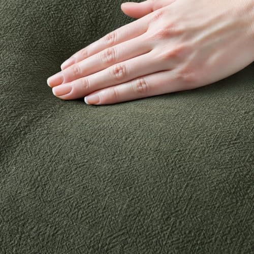 MIULEE Boho Linen Fringe Decorative Throw Pillow Covers Rifle Green 20x20 - Image 2