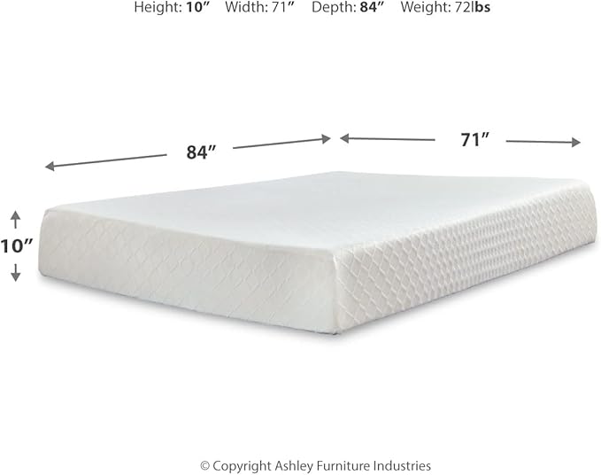 Signature Design by Ashley California King Size Chime 10 Inch Medium Firm Memory Foam Mattresswith Green Tea & Charcoal Gel for Pressure Relief, Fiberglass Free, Mattress In A Box