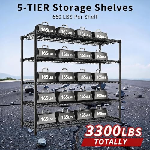 Garvee 70.8" H Storage Shelves 5-Tier Garage Shelving Adjustable - Image 4