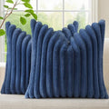decorUhome Fall Faux Fur Throw Pillow Covers 16x16 Set of 2 Navy Blue by decorUhome