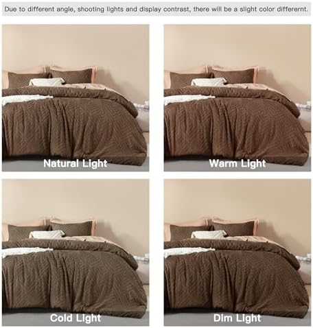 Litanika Queen Size Comforter Set, 3 Pieces Brown Tufted Boho Bedding Set - Image 5