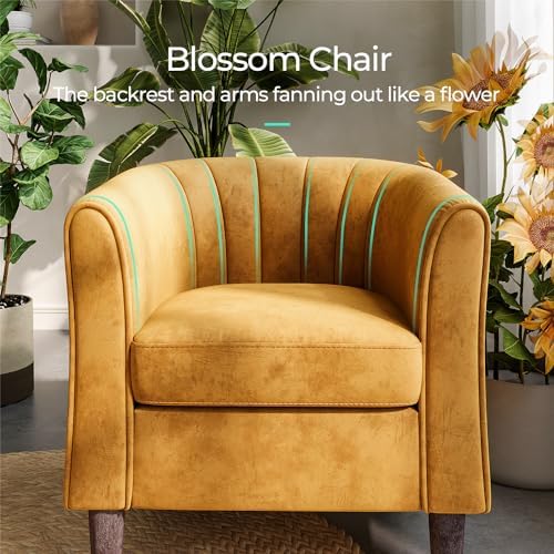 LINSY Accent Chair with Ottoman, Modern Armchair Comfy Barrel Reading Chair - Image 4
