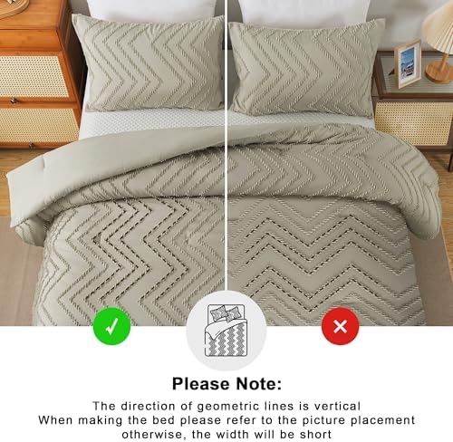 Andency Oatmeal Twin Comforter Set, 2 Pieces Boho Bedding Set - Image 5