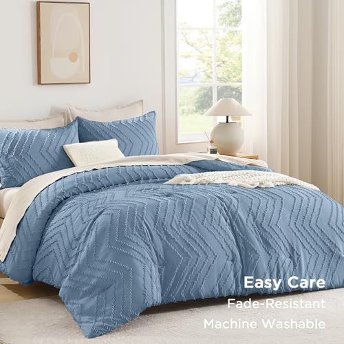 Andency Greyish Blue Alaskan King Comforter Set 128x120 Extra Large - Image 3