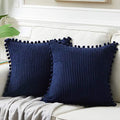 Fancy Homi Pack of 2 Corduroy Navy Blue Decorative Throw Pillow Covers by Fancy+Homi