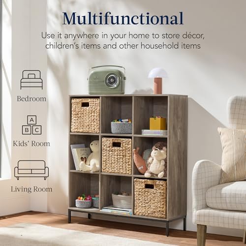 Best Choice Products 9-Cube Bookshelf, 3-Tier Wood Storage Bookcase W/Legs - Image 4