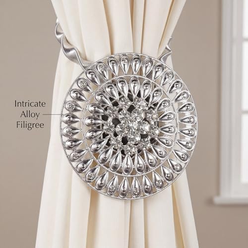 2 Pack Rhinestone Flower Curtain Tiebacks Window Holdback Buckles - Image 3