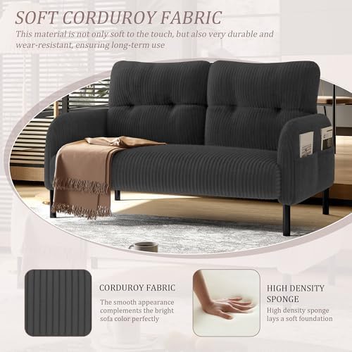47" Corduroy Loveseat Sofa, 2 Seat Small Couch - Image 5