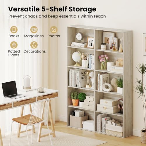 GIANTEX 5-Tier Bookshelf, Freestanding Bookcase, 5 Open Shelf - Image 4