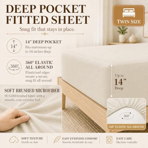 CozyLux Twin Comforter Set Beige - Image 5
