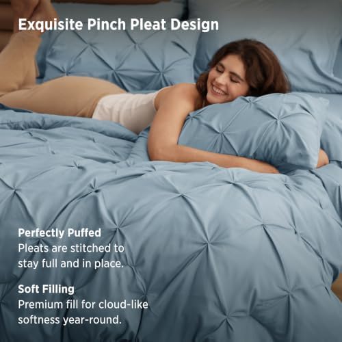 Bedsure 7-Piece Oversized King Comforter Set & Sheets, Dusty Blue Bedding - Image 3