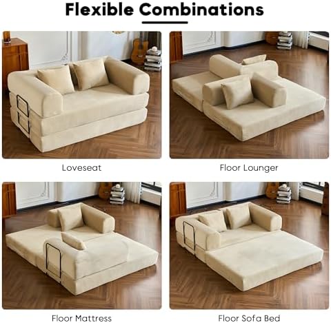 59" Convertible Floor Sofa Bed, Boneless Couches - Image 6