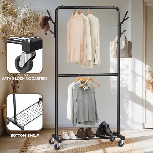 Simple Houseware Double Rod Clothes Rack - Image 4