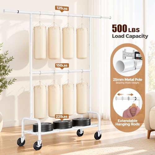 Clothes Rack Heavy Duty, 550 LBS Rolling Clothing Rack - Image 6