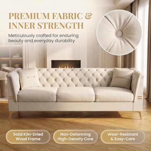 83" Oversized 3 Seater Sofa, Velvet Couch - Image 3