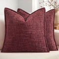 MIULEE Slubby Textured Christmas Throw Pillow Covers Burgundy 18x18 by MIULEE