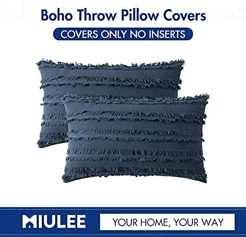 MIULEE Boho Linen Striped Lumbar Throw Pillow Covers 12x20 - Image 6