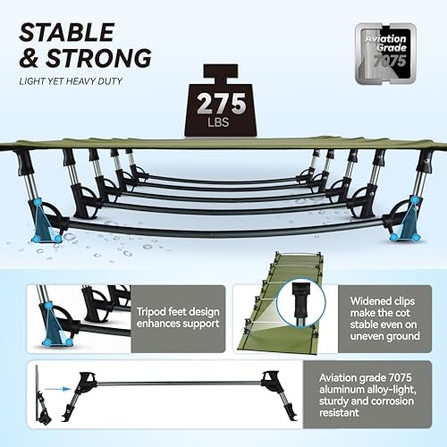 MARCHWAY Ultralight Folding Camping Cot Bed, Supports 275 lbs - Image 4