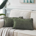 Fancy Homi 2 Pack Olive Green Lumbar Decorative Throw Pillow Covers 12x20 Inch by Fancy+Homi