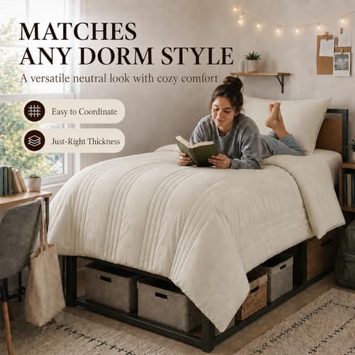 CozyLux Twin Comforter Set Beige - Image 4