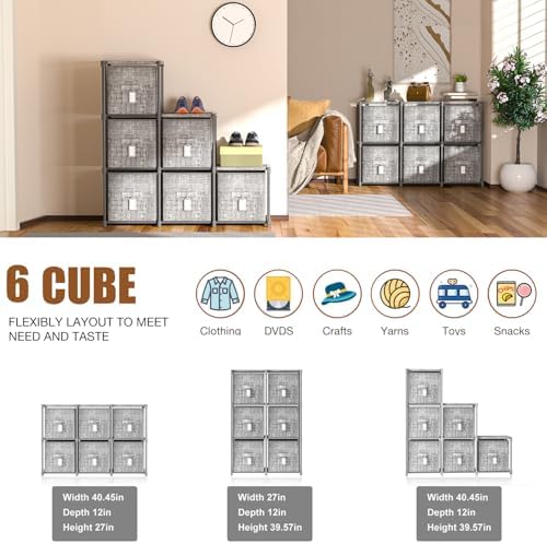 Cube Storage Organizer Shelf + 6 Bins + Labels - Image 5