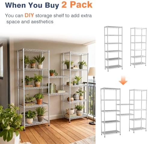 6-Tier Wire Shelving Unit, Metal Shelf Racks - Image 6