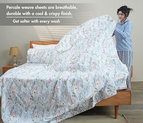 RUVANTI 100% Cotton Percale King Sheets, King Size Sheets Set - Image 3