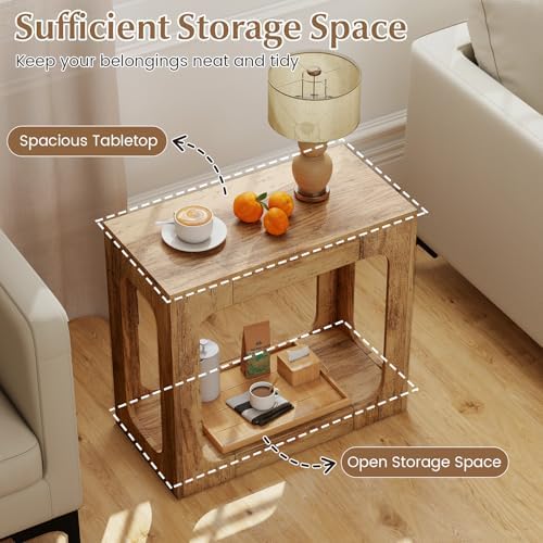 GIANTEX Narrow End Table, 2-Tier Farmhouse Side Table - Image 4