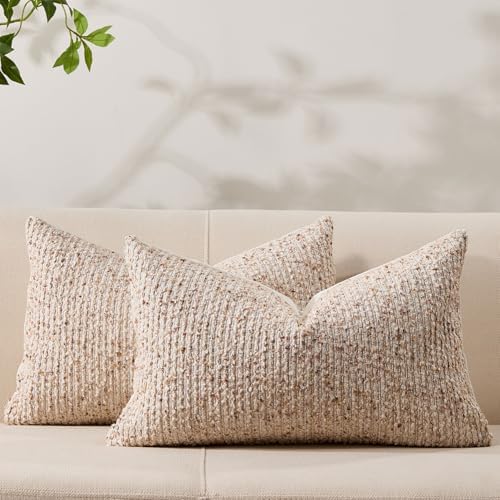 Throw Pillow Covers 12x20 Soft Wool Cushion Decorative Beige012A12 by Allorry