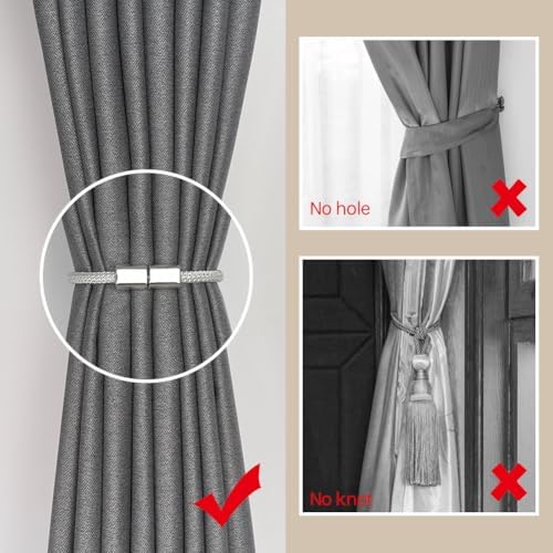 NICEEC 4 Pack Mini Magnetic Curtain Tiebacks Modern Simple Style Drape Tie - Image 2