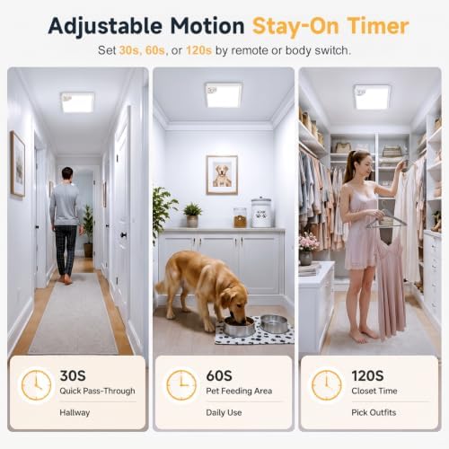 2 Pack Hardwired Motion Sensor Ceiling Light, 8.7" Closet Lights - Image 6