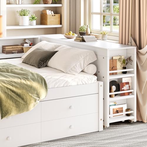 Full Corner Bed Frame with Desk, Storage Drawers and Trundle - Image 6