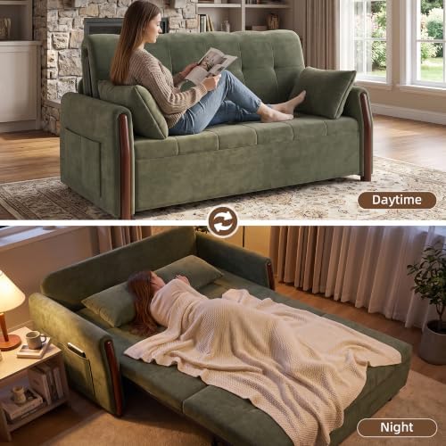 64.56" Convertible Pull Out Sofa Bed Couch - Image 5