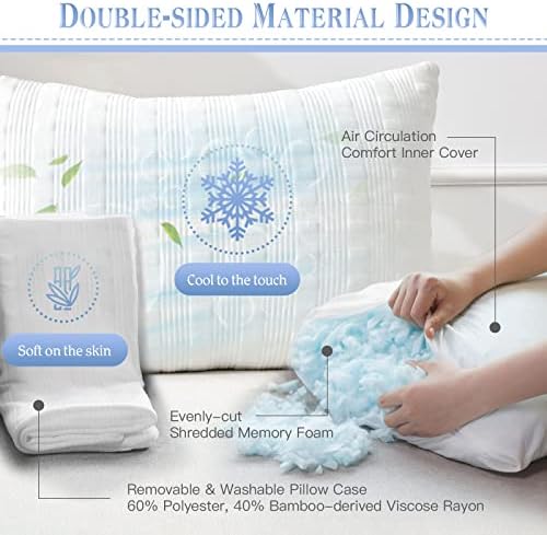 Meoflaw Cooling Pillows for Sleeping Body Size, Shredded Memory Foam Bed Pillow - Image 2