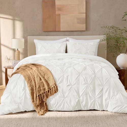 Andency Twin-XL Pinch Pleat Ivory Comforter Set 2 Piece Bedding - Image 2