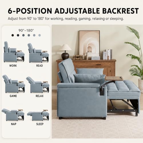 65" Sleeper Sofa Bed, 3-in-1 Convertible Pull-Out Loveseat - Image 5
