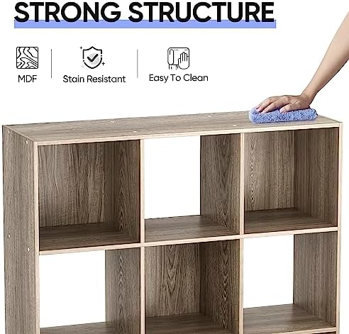 JupiterForce 9 Cubes Bookcases Storage Organizer, 3-Tier Wooden Open Bookshelf - Image 4